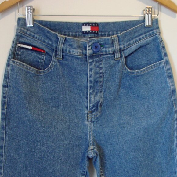 Vintage 90s Tommy Hilfiger Tommy Jeans High Waist Straight Relaxed Fit 7 or 29 - Picture 2 of 13